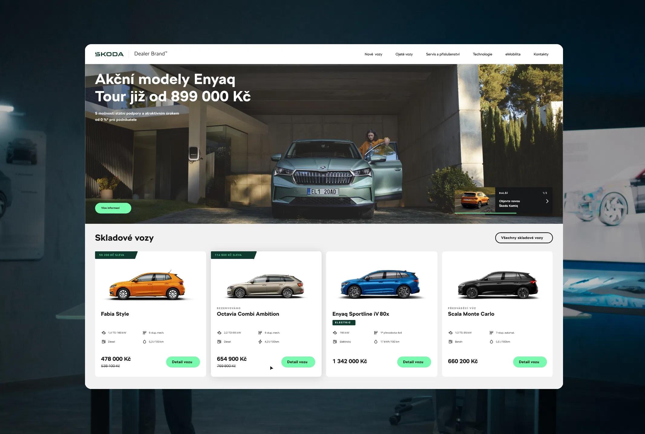 Award-winning websites for Škoda Auto and their official car dealers.